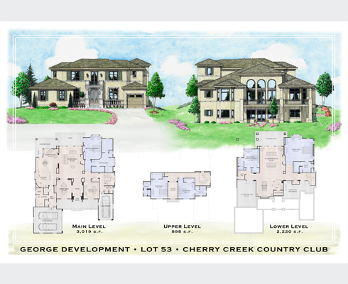 Watercolor Elevations and Floorplans