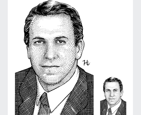 Pen & Ink portrait for David Sneed, author of Everyone Has A Boss, available on Amazon. Smaller size shows the image reduced for use as an avatar.